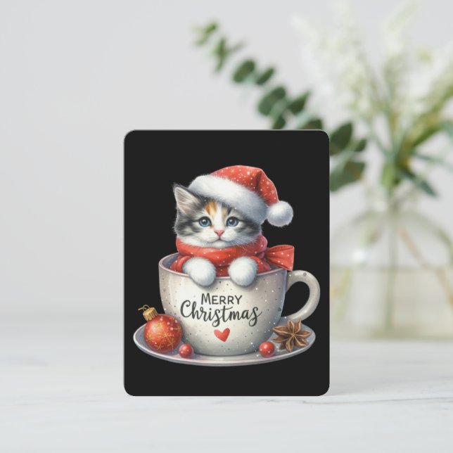 Feliz Gato De Navidad En Una Mug - Navidades (Anverso de pie)