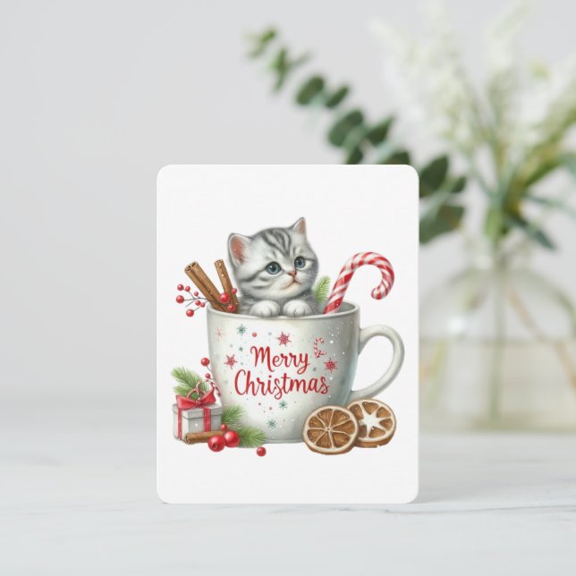 Feliz Gato De Navidad En Una Mug - Navidades (Anverso de pie)