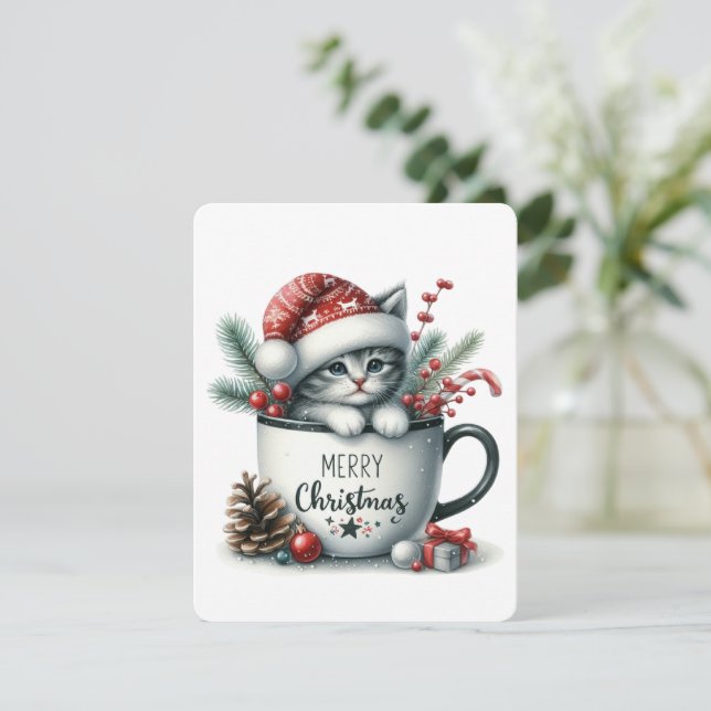 Feliz Gato De Navidad En Una Mug - Navidades (Anverso de pie)