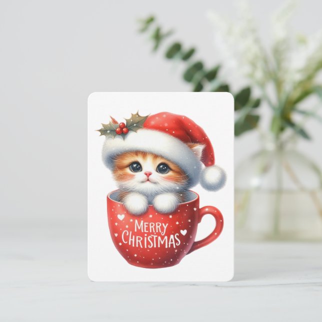 Feliz Gato De Navidad En Una Mug - Navidades (Anverso de pie)