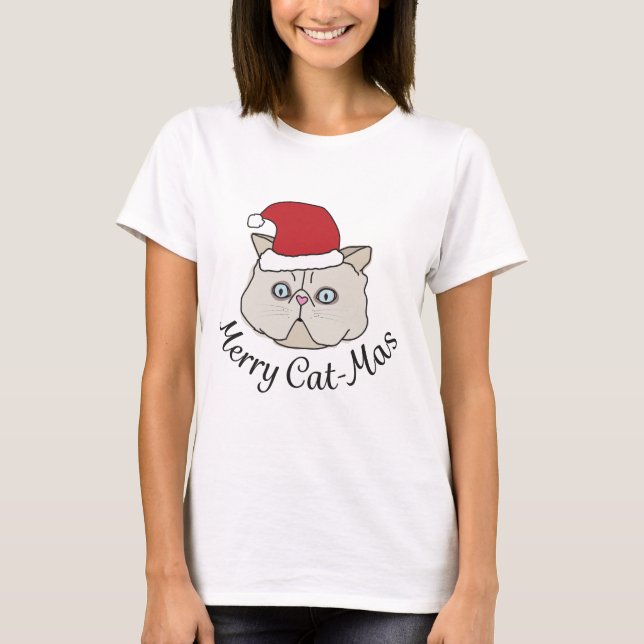 Feliz gato del navidad - camiseta divertida de (Anverso)