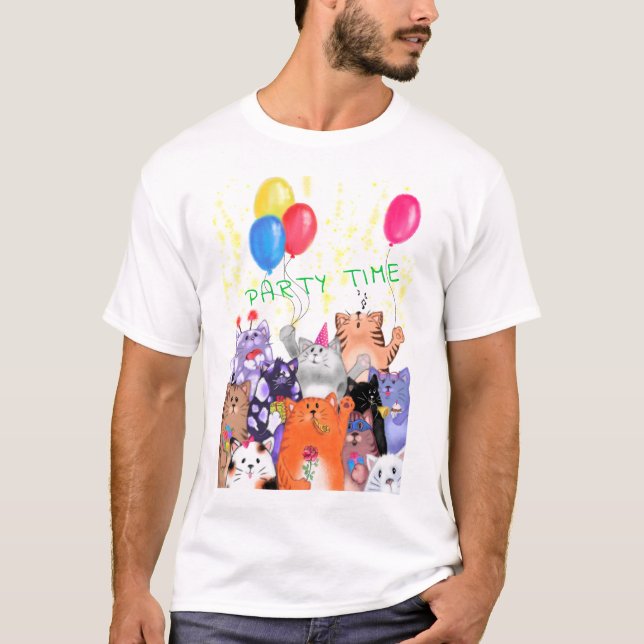 Feliz gato Fiesta Camiseta divertida (Anverso)