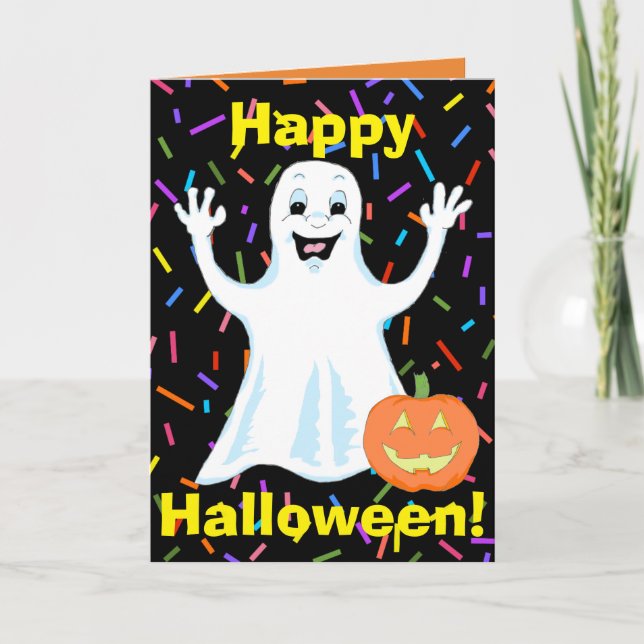 Feliz Ghost Halloween, tarjeta de saludo (Anverso)