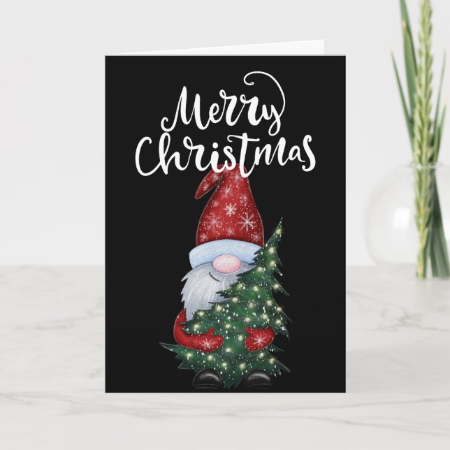 Feliz Gnome de Navidad con árbol de Navidad Purpur (Anverso)