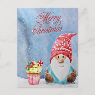 Feliz Gnome de Navidad y pastel de Navidades