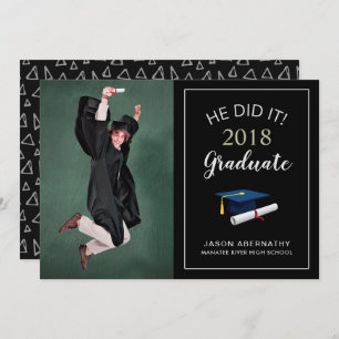 Feliz Grad Trendy Photo Fiesta Invitación