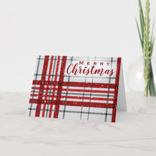 Feliz Guión de Navidad Plantado Patrón Gris Rojo