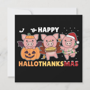 Feliz Hallothanksmas Cerdos Invitación de Navidad