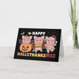 Feliz Hallothanksmas Cerdos Navidad Cerdo Fiesta C