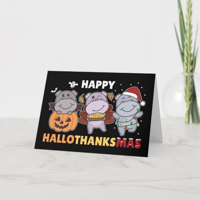 Feliz Hallothanksmas Hipopótamos Navidad Hippo Hol (Anverso)