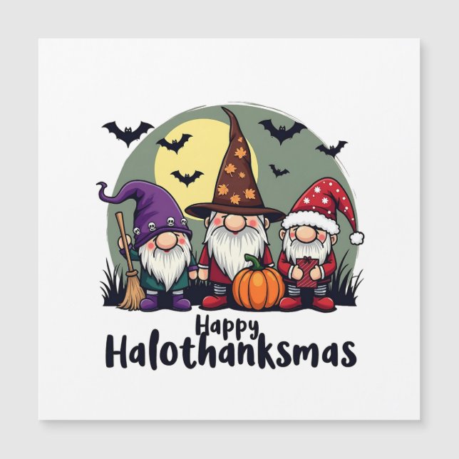 Feliz Hallothanksmas Navidad Halloween Gnomos  (Anverso)