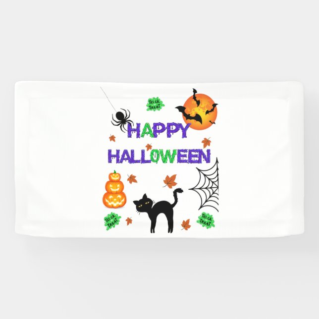Feliz Halloween 1.6x3 pancarta de vinilo (Horizontal)