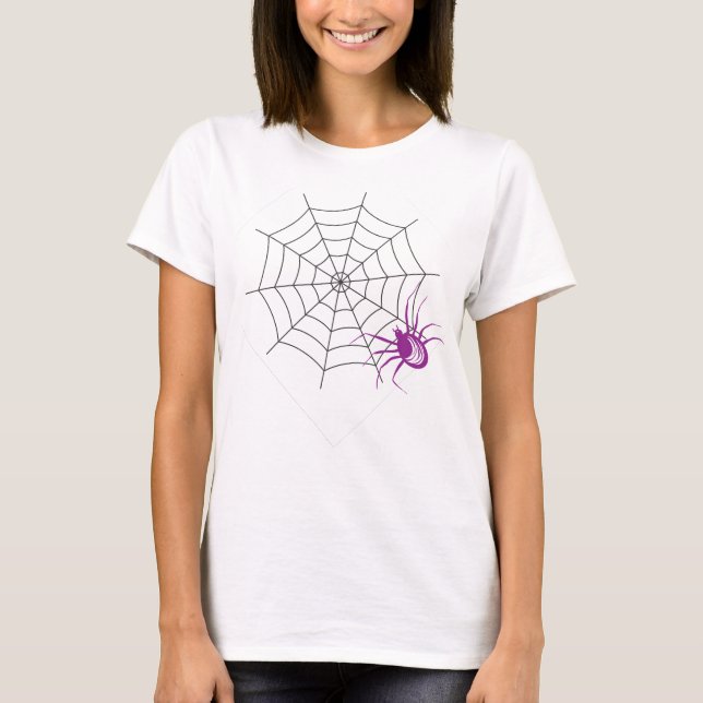 Feliz Halloween, Araña Púrpura, Camisa Spiderweb (Anverso)