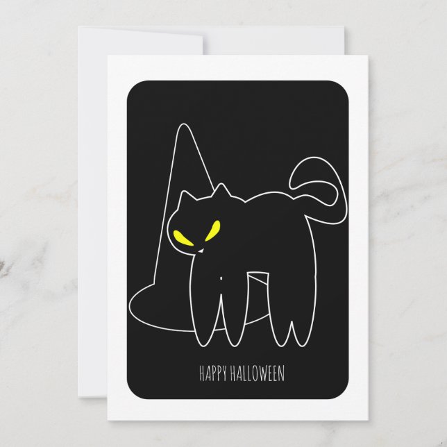 Feliz Halloween Black Cat Witch Gorra Card (Anverso)