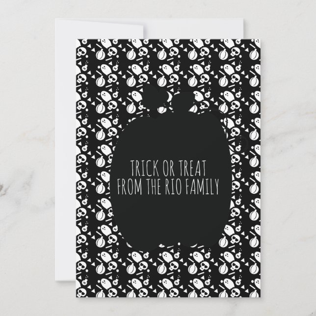 Feliz Halloween Black Pumpkin SkuPattern Card (Anverso)