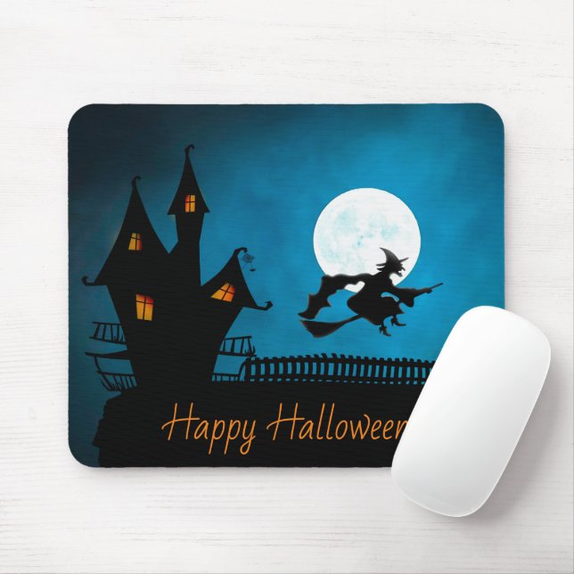 Feliz Halloween Bruja Alfombrilla de Ratón (Con ratón)