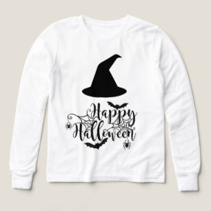 Feliz Halloween Bruja Sombrero Telaraña Negro y Bl