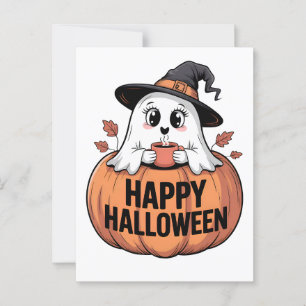 Feliz Halloween Caffeine Ghost Postales