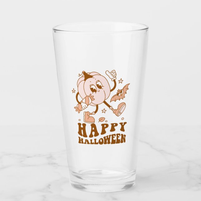 Feliz Halloween| Calabaza de punto de Polka retro (Anverso)