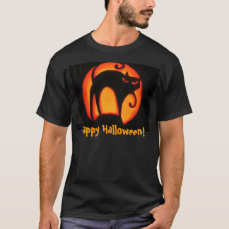 ¡Feliz Halloween! Camiseta asustadiza del gato