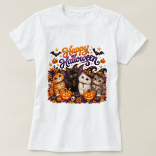 Feliz Halloween Camiseta de Gatitos Lindos, Gato E
