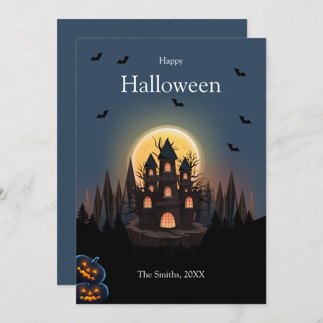 Feliz Halloween Castle card (Anverso / Reverso)