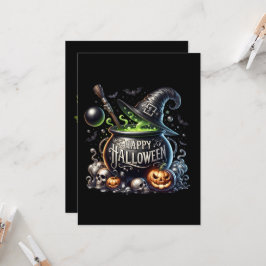 Feliz Halloween Cauldron Saludos Tarjeta de Invita