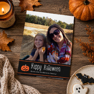 Feliz Halloween con calabaza Tarjeta fotográfica