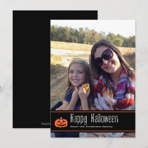 Feliz Halloween con calabaza Tarjeta fotográfica