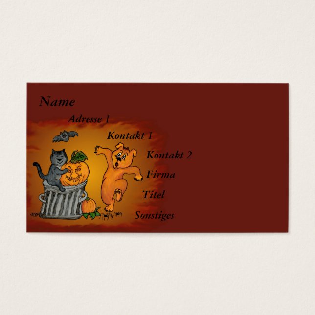 Feliz Halloween con gatos, perro y araña (Frente)