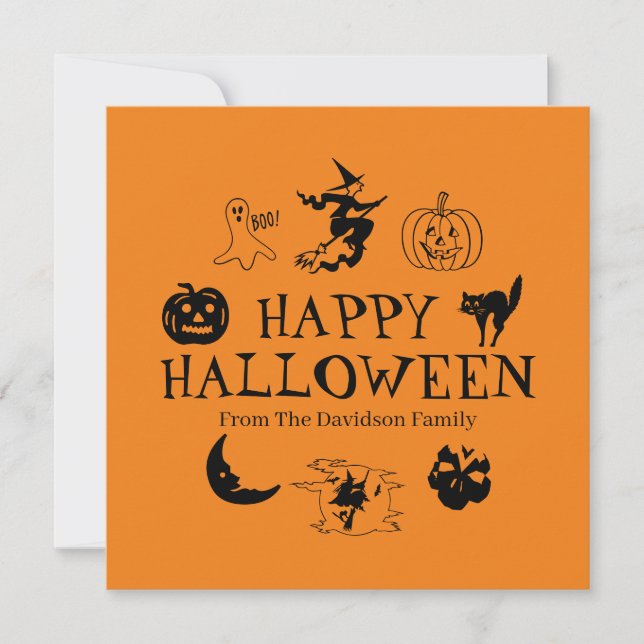 Feliz Halloween con nombre personalizado tarjeta n (Anverso)
