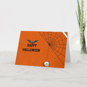 Feliz Halloween con tarjeta web Black Bat and Spid