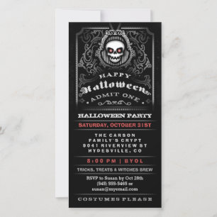 Feliz Halloween Cráneo Gótico Admite Una Invitació