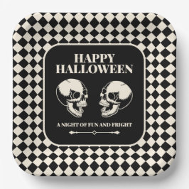 Feliz Halloween Cráneos Riéndose Plato de Papel