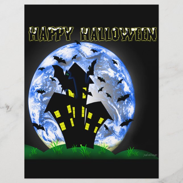Feliz Halloween Creepy Haunty House Flyer (Frente)
