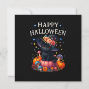 Feliz Halloween Cute Calabaza Gato Invitación Tarj