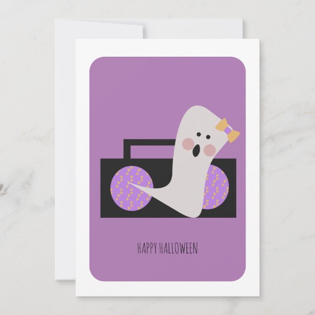 Feliz Halloween Cute Ghost Music Card (Anverso)
