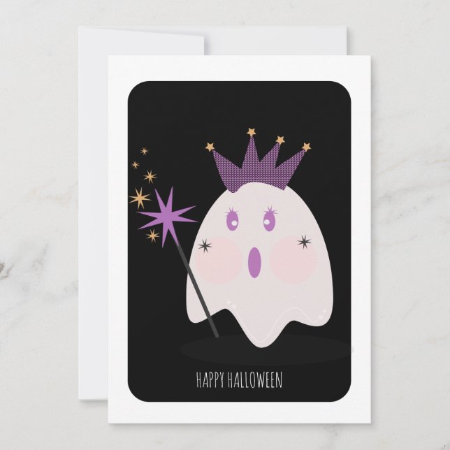 Feliz Halloween Cute Ghost Princess Card (Anverso)