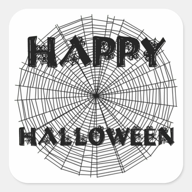 Feliz Halloween en Spider Pegatina de texto web (Anverso)