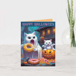 Feliz Halloween: gatitos y gatitos comen donuts
