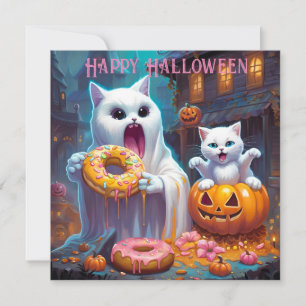 Feliz Halloween: gatitos y gatitos comen donuts