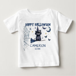 Feliz Halloween Gato Acuarela - Camiseta de bebé