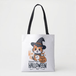 Feliz Halloween - Gato lindo con truco o bolsa de