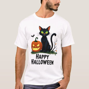 Feliz Halloween Gato Negro Rescate Camiseta Calaba