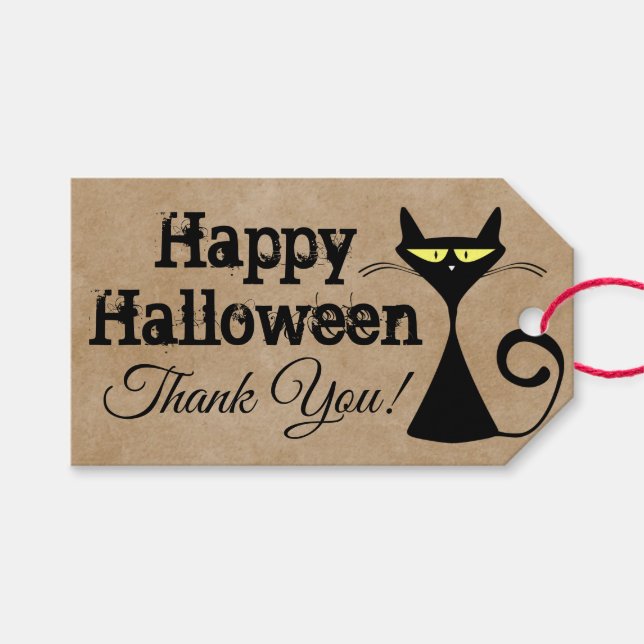 Feliz Halloween Gracias Etiqueta De Regalo (Frente (Horizontal))