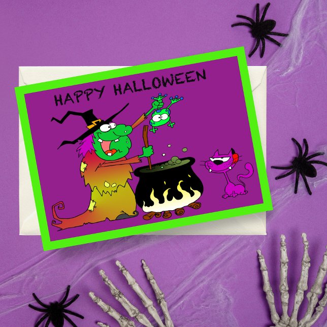 Feliz Halloween Graciosa Tarjeta De Bruja Y Gato P (Sending smiles and spooky wishes to friends, family, and fellow Halloween enthusiasts.)