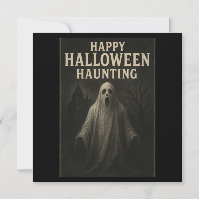 Feliz Halloween Haunting - Ghostly Invitación Card (Anverso)