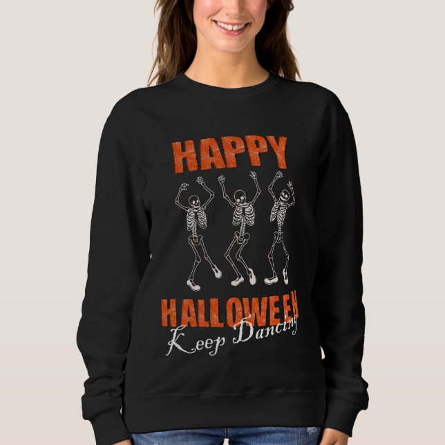 Feliz Halloween Mantener sudadera bailando esquele (Anverso)