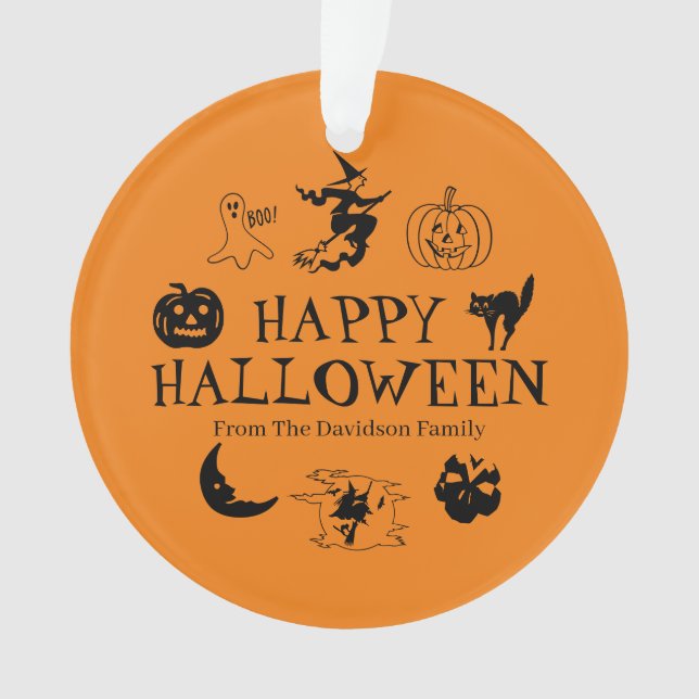 Feliz Halloween nombre personalizado decoración ne (Anverso)