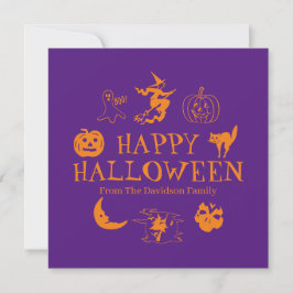 Feliz Halloween nombre personalizado naranja tarje